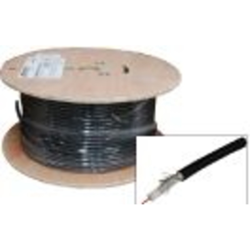 152m Roll RG6 Shielded Cable Black. 75ohm. 18AWG solid core. Foil and braid shield. *** SKY APPROVED ***