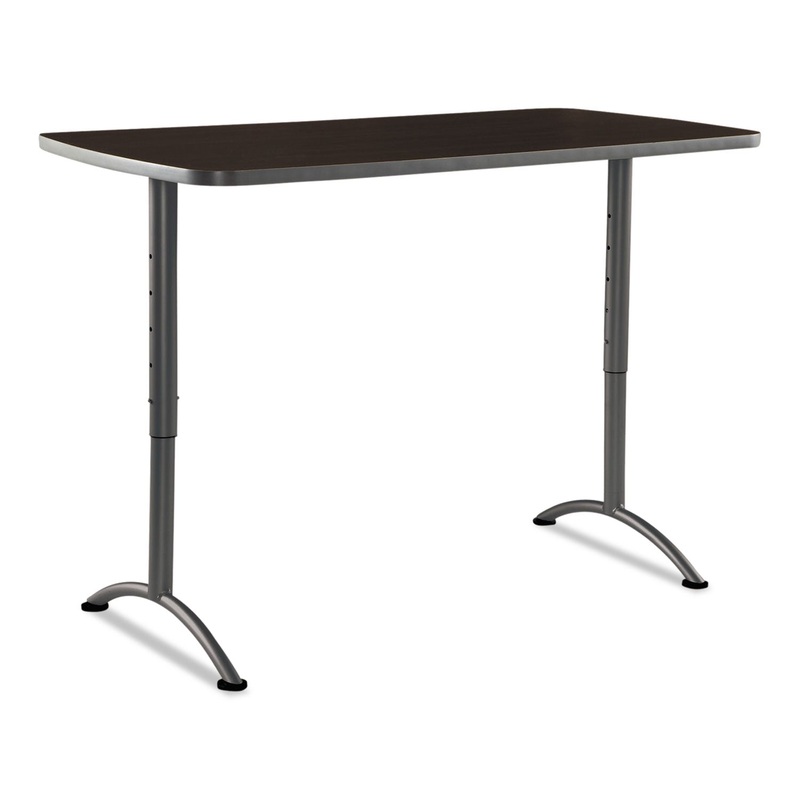 Arc Sit-To-Stand Tables, Rectangular Top, 30w X 60d X 30-42h, Walnut/gray