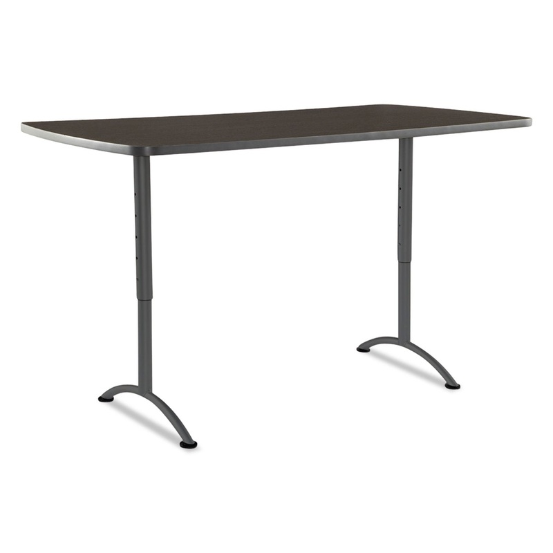 Arc Sit-To-Stand Tables, Rectangular Top, 36w X 72d X 30-42h, Walnut/gray