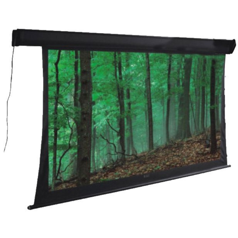 BRATECK 108” Deluxe Tab-tensioned, Electric Projector Screen. Matte white fibreglass screen. Black Aluminium Housing. High quality, Low noise motor, 16:9 aspect ratio, RF Remote control
