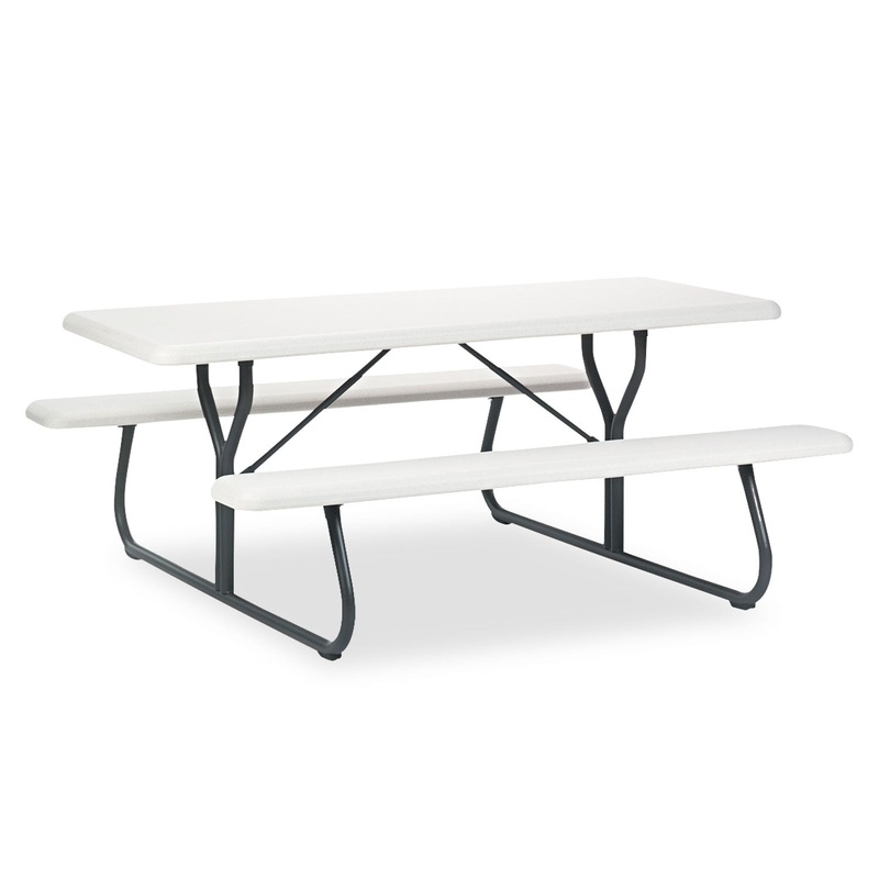 Indestructables Too 1200 Series Resin Picnic Table, 72w X 30d, Platinum/gray