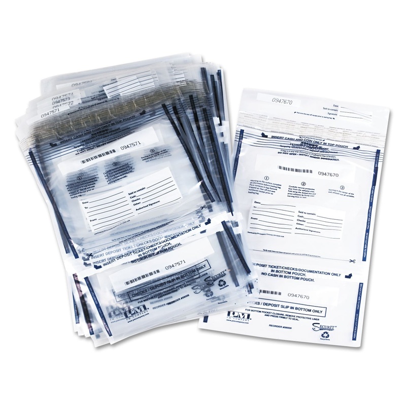 Clear Dual Deposit Bags, Tamper Evident, Plastic, 11 X 15, 100 Bags/pack