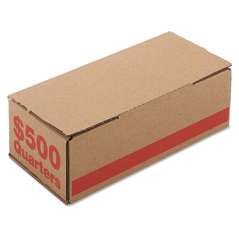 Corrugated Cardboard Coin Storage W/denomination Printed On Side, Orange