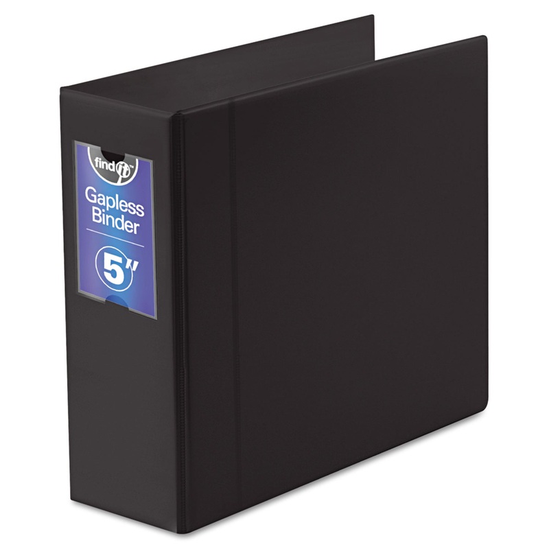 GAPLESS LOOP RING BINDER, 3 RINGS, 5″ CAPACITY, 11 X 8.5, BLACK