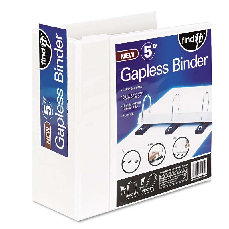 GAPLESS LOOP RING VIEW BINDER, 3 RINGS, 5″ CAPACITY, 11 X 8.5, WHITE
