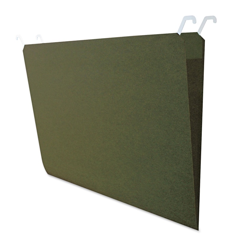 HANGING FILE FOLDERS WITH INNOVATIVE TOP RAIL, LEGAL SIZE, 1/4-CUT TAB, STANDARD GREEN, 20/PACK