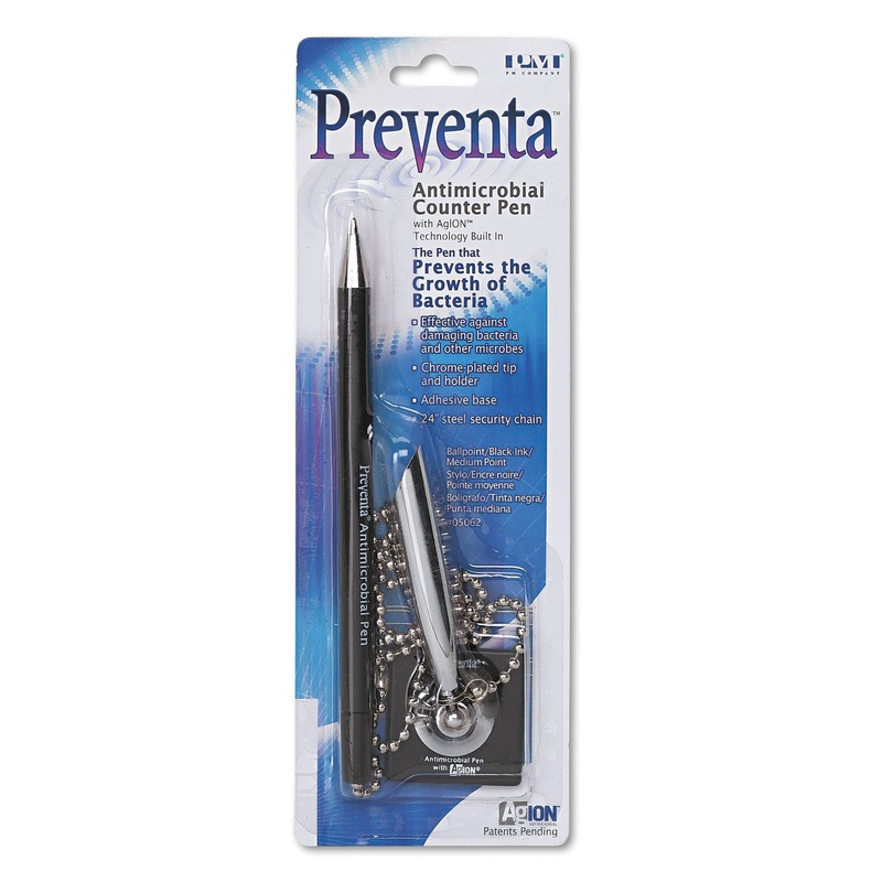 PREVENTA DELUXE STICK BALLPOINT COUNTER PEN, MEDIUM 1MM, BLACK INK, BLACK BARREL