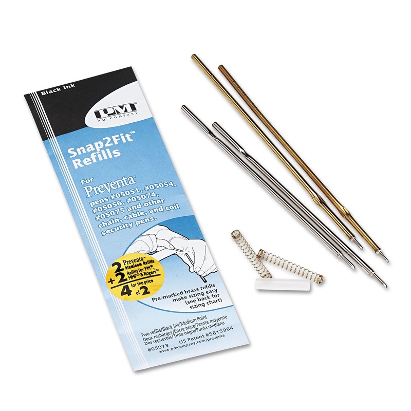 REFILL FOR PMC PREVENTA, MMF KABLE AND SENTRY COUNTER PENS, MEDIUM POINT, BLACK INK, 2/PACK