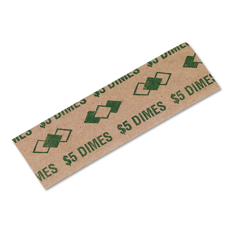 Tubular Coin Wrappers, Dimes, $5, Pop-Open Wrappers, 1000/pack