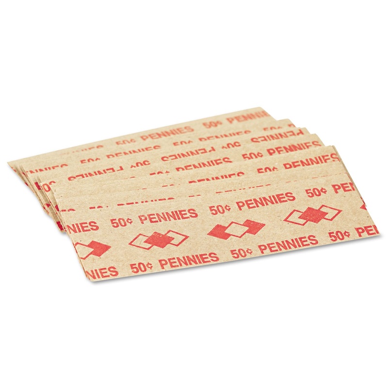 Tubular Coin Wrappers, Pennies, $.50, Pop-Open Wrappers, 1000/pack