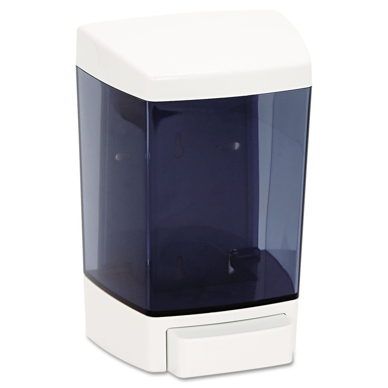 CLEARVU PLASTIC SOAP DISPENSER, 46 OZ, 5.5″ X 4.25″ X 8.5, WHITE
