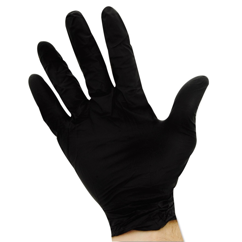 PROGUARD DISPOSABLE NITRILE GLOVES, POWDER-FREE, BLACK, MEDIUM, 100/BOX, 10 BOXES/CARTON