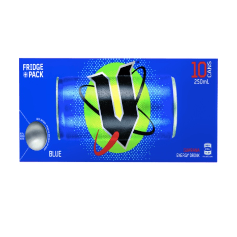 V Blue Guarana Energy Drink 10pk
