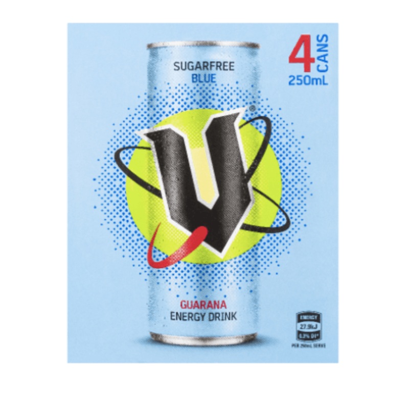 V Sugarfree Blue Guarana Energy Drink 4pk