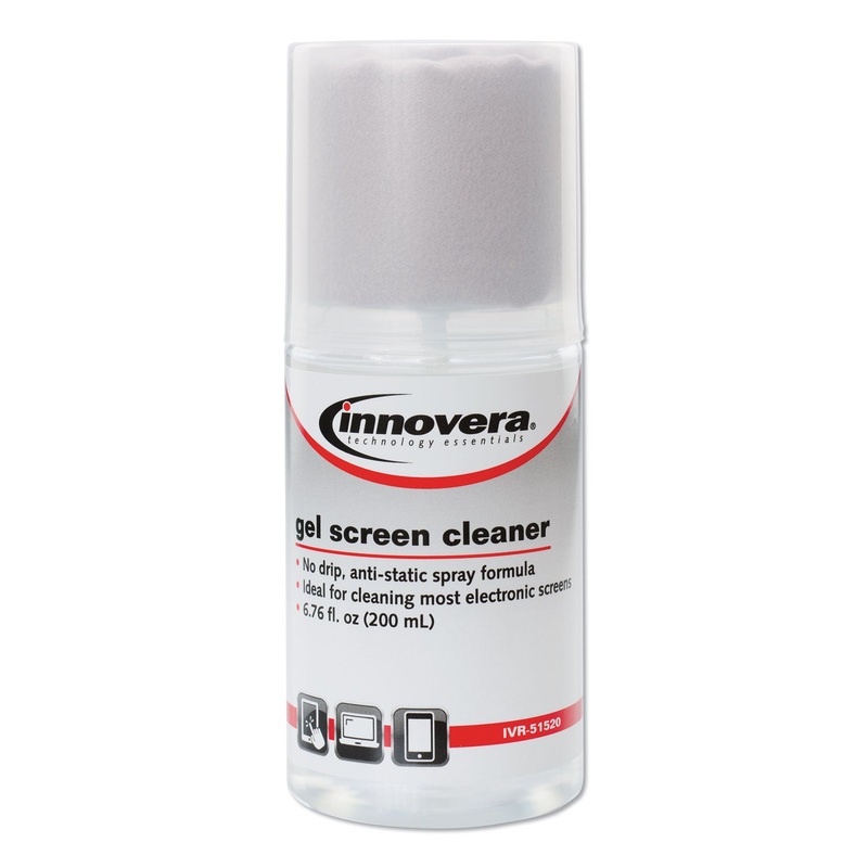 Anti-Static Gel Screen Cleaner, W/gray Microfiber Cloth, 4oz Spray Bottle