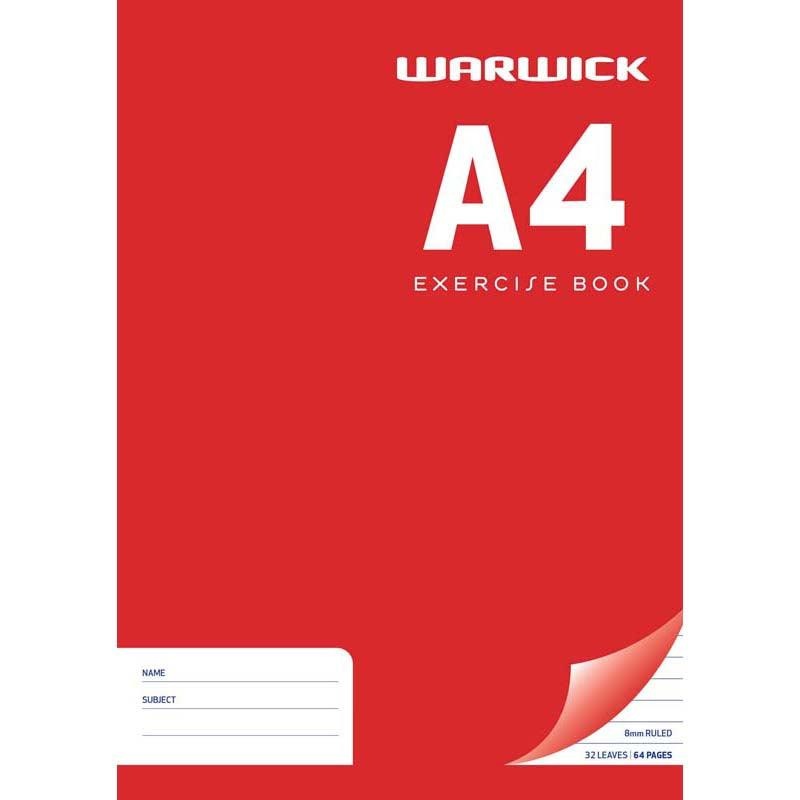 Warwick Exercise Book 32 Leaf A4 Ruled 8mm