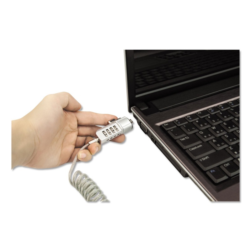COMPACT COMBINATION LAPTOP LOCK, 6 FT STEEL CABLE