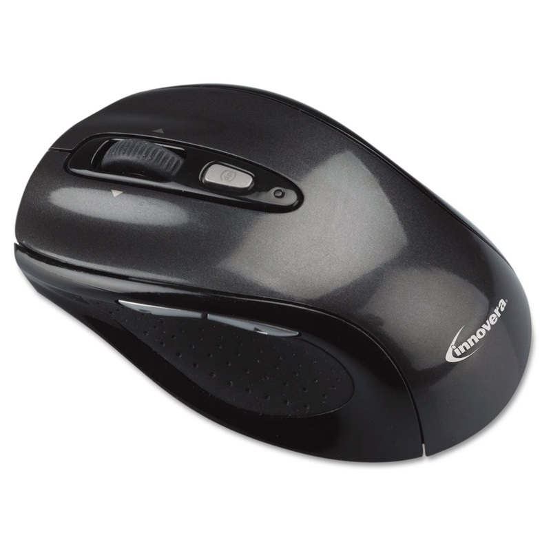 WIRELESS OPTICAL MOUSE WITH MICRO USB, 2.4 GHZ FREQUENCY/32 FT WIRELESS RANGE, LEFT/RIGHT HAND USE, GRAY/BLACK