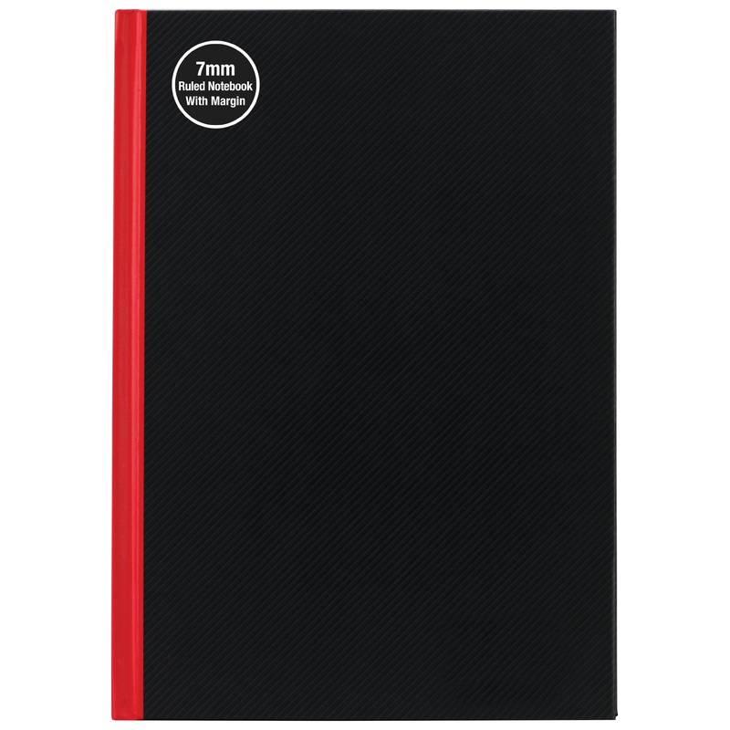 Milford Notebook A5 7Mm 68gsm With Margin Red & Black 100lf