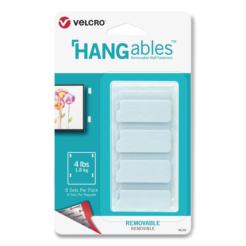 HANGABLES REMOVABLE WALL FASTENERS, 0.75″ X 1.75″, WHITE, 8/PACK