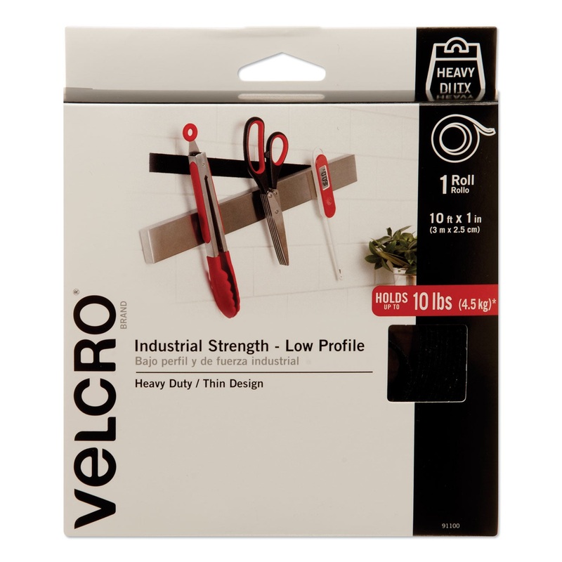 LOW-PROFILE INDUSTRIAL-STRENGTH HEAVY-DUTY FASTENERS, 1″ X 10 FT, BLACK