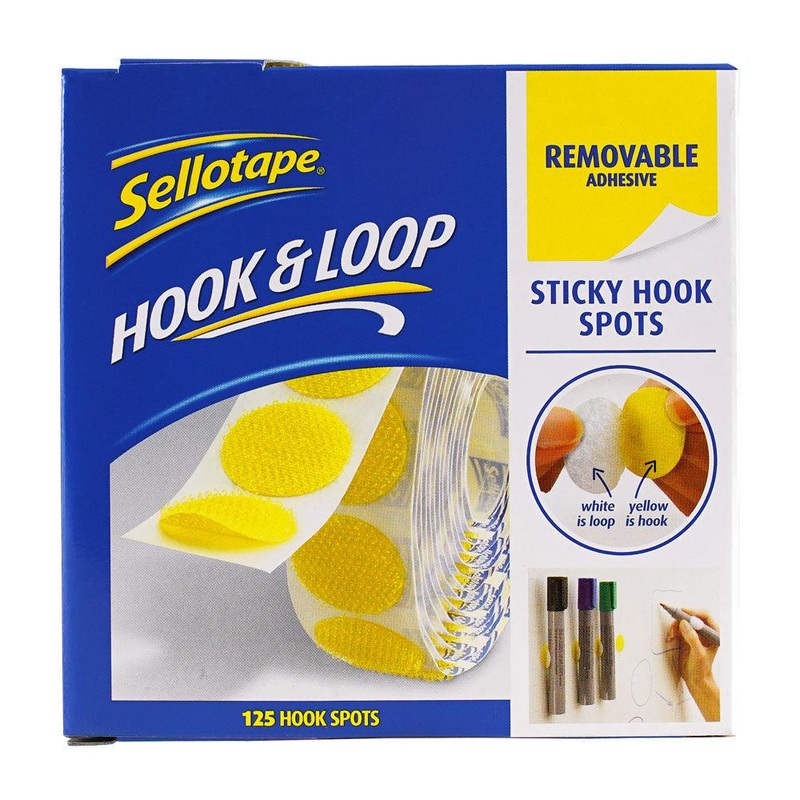 Sellotape Sticky Hook Spots Removable 22mm 125 Pack