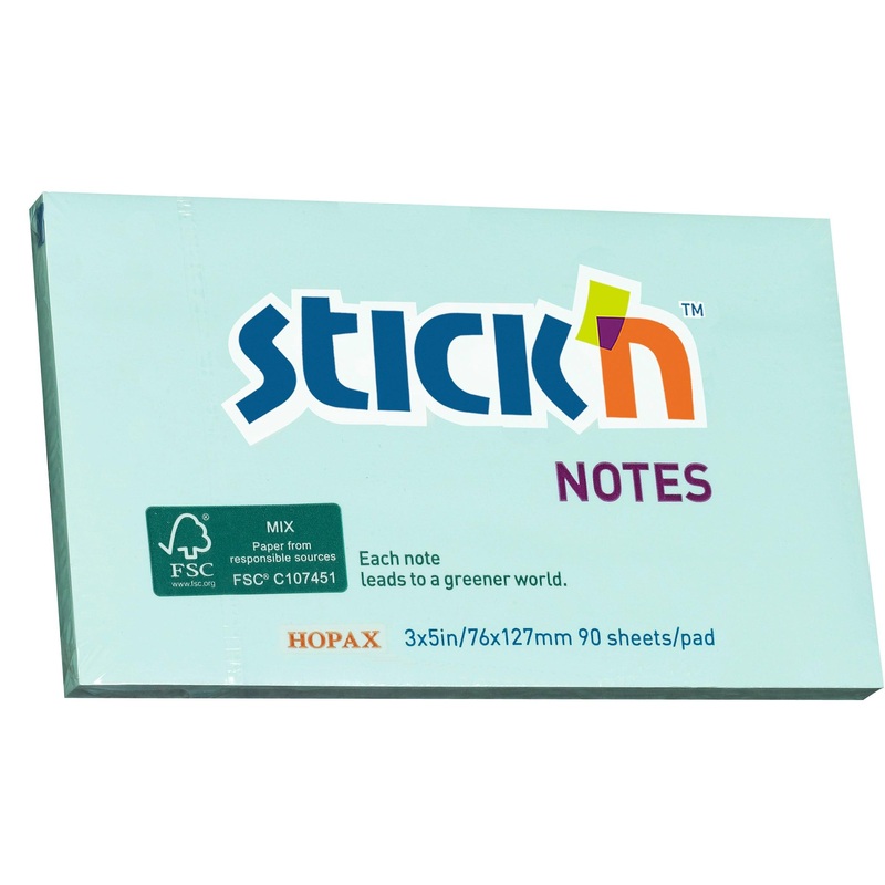 Stick’n FSC Note 76x127mm 90 Sheets Blue