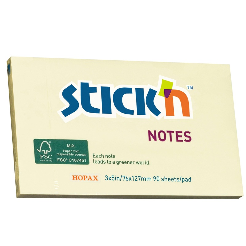Stick’n FSC Note 76x127mm 90 Sheets Yellow