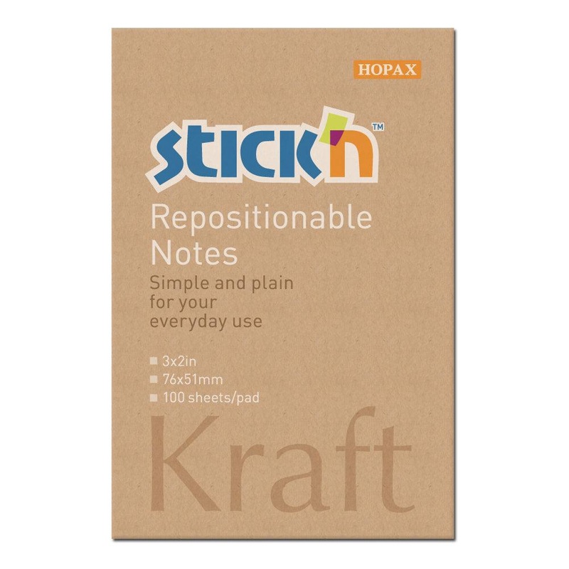 Stick’n Note 76x50mm 100 Sheet Kraft