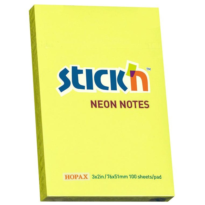 Stick’n Note 76x50mm 100 Sheet Neon Lemon