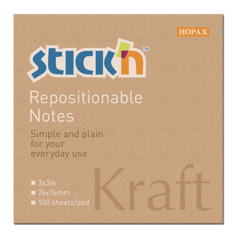 Stick’n Note 76x76mm 100 Sheet Kraft