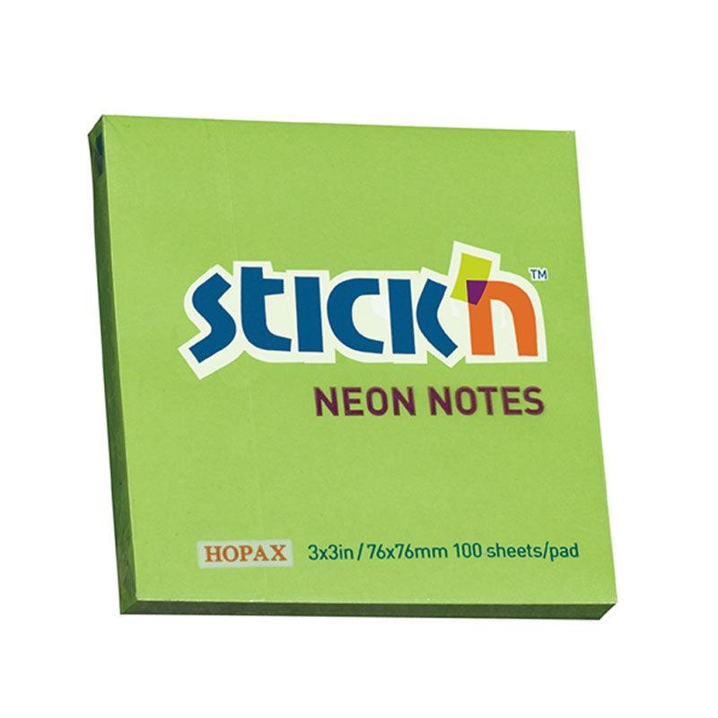 Stick’n Note 76x76mm 100 Sheet Neon Green