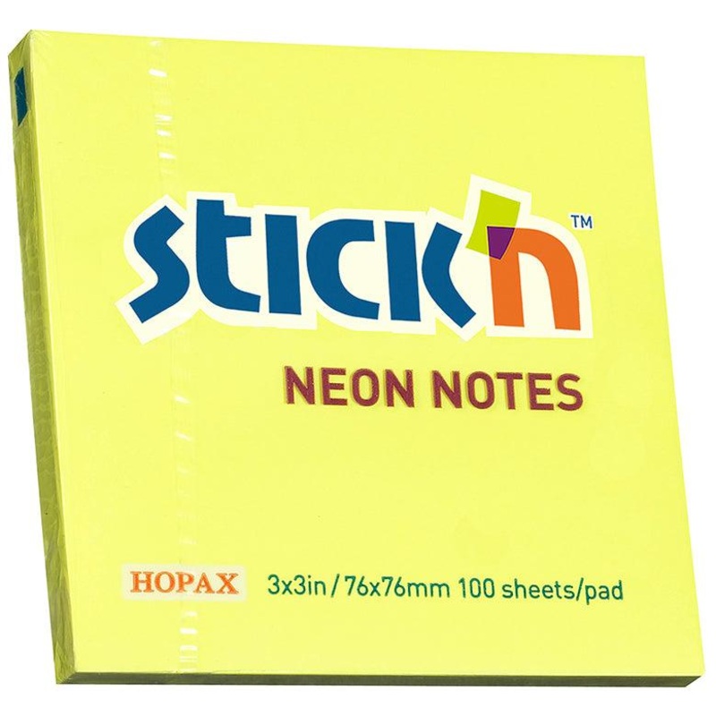 Stick’n Note 76x76mm 100 Sheet Neon Lemon