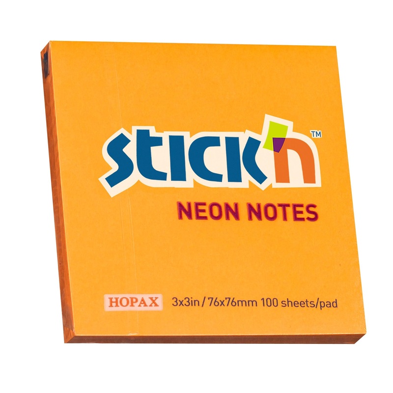 Stick’n Note 76x76mm 100 Sheet Neon Orange