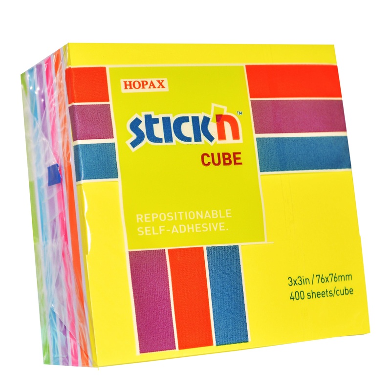 Stick’n Note Cube 76x76mm 400 Sheets Neon Pastel Mix