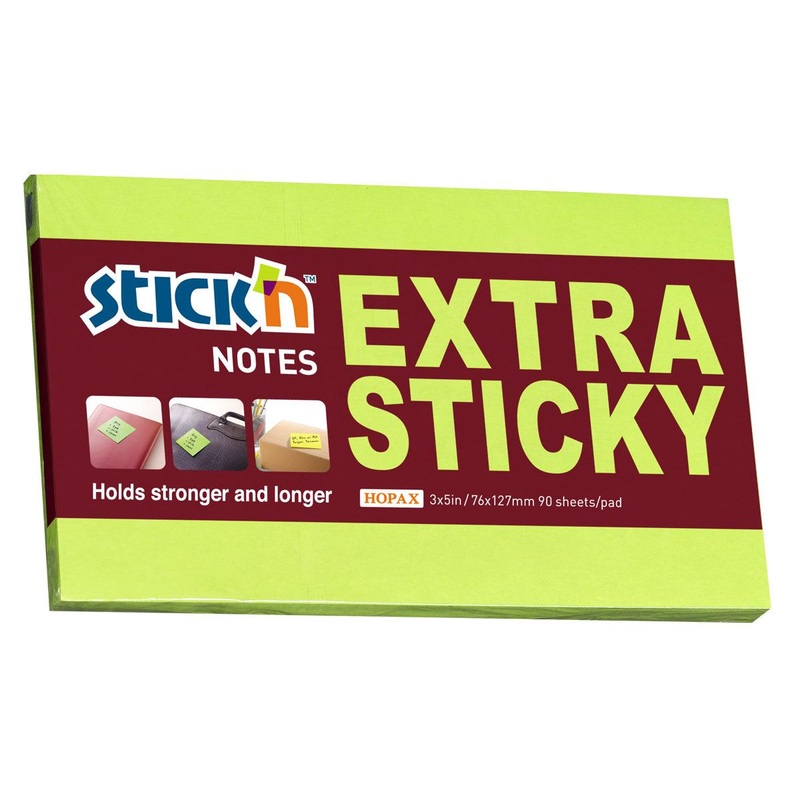 Stick’n Note Extra Sticky 76x127mm 90 Sheet Neon Green