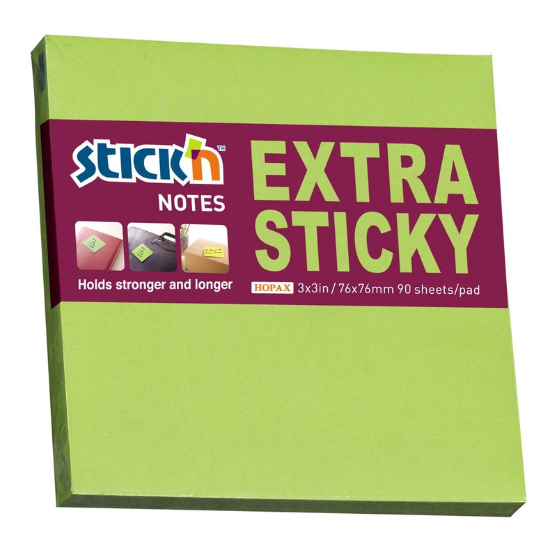Stick’n Note Extra Sticky 76x76mm 90 Sheet Neon Green