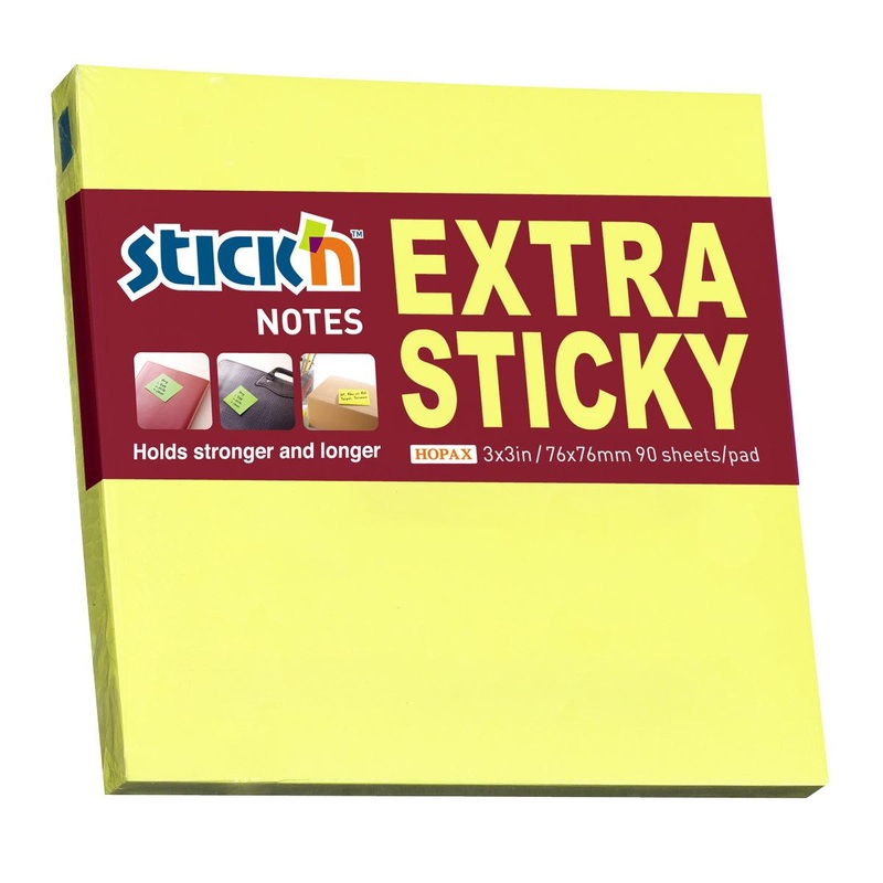 Stick’n Note Extra Sticky 76x76mm 90 Sheet Neon Lemon