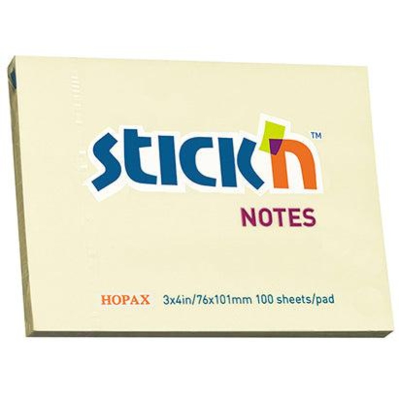 Stick’n Note Yellow 76x101mm 100 Sheet Pad
