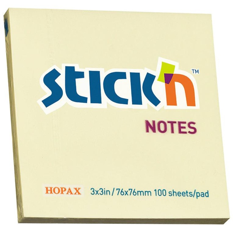 Stick’n Note Yellow 76x76mm 100 Sheet Pad