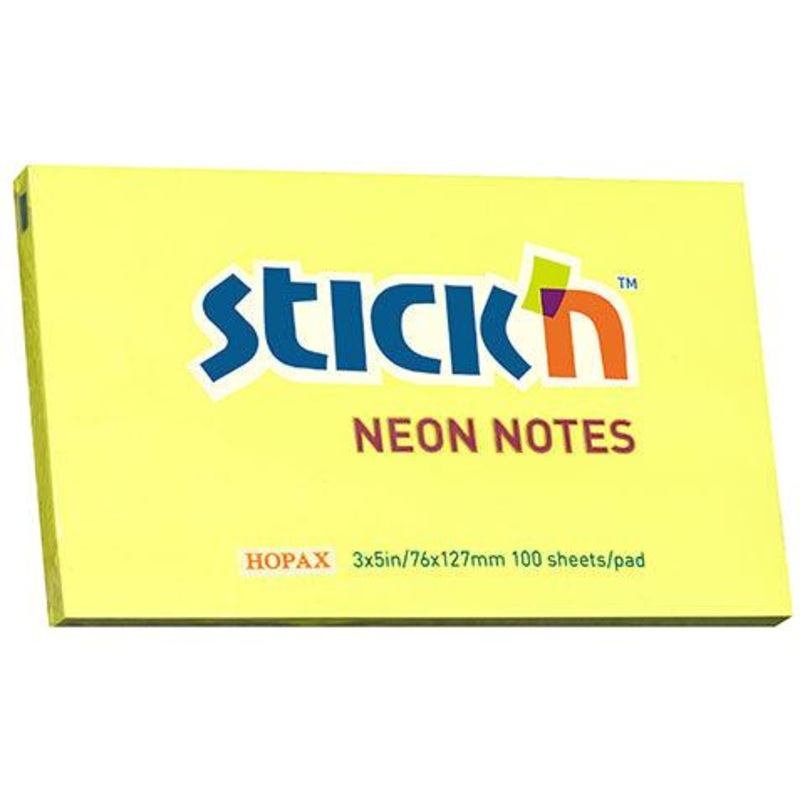 Stick’n Notes 76x127mm 100 Sheet Neon Lemon