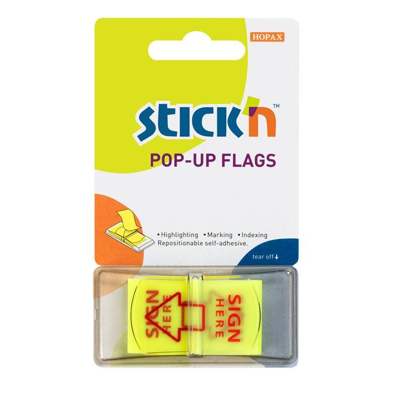 Stick’n Pop Up Flags Sign Here Yellow 45x25mm 50 Sheets