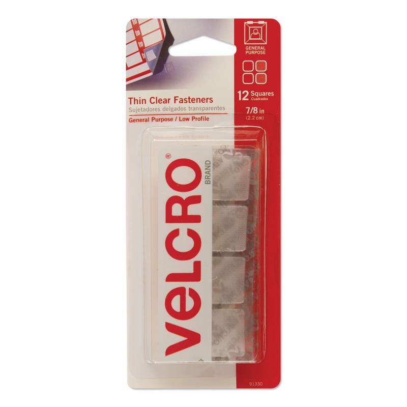 STICKY-BACK FASTENERS, REMOVABLE ADHESIVE, 0.88″ X 0.88″, CLEAR, 12/PACK