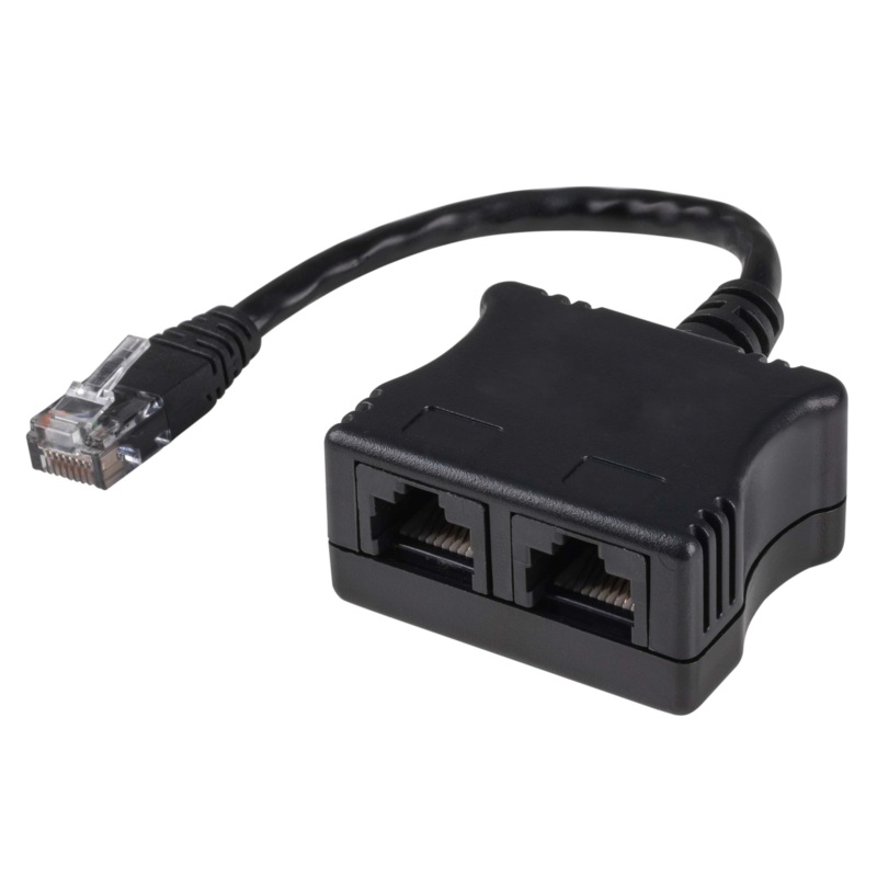 DYNAMIX RJ45 Dual Adapter (2x UTP devices) with Short Cable. MUST be used as a pair on structured cabling. Sold as a single unit.