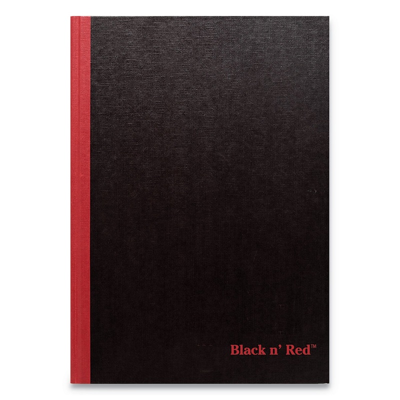 HARDCOVER CASEBOUND NOTEBOOKS, 1 SUBJECT, WIDE/LEGAL RULE, BLACK/RED COVER, 9.88 X 7, 96 SHEETS