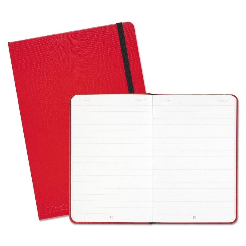 RED CASEBOUND HARDCOVER NOTEBOOK, WIDE/LEGAL RULE, RED COVER, 8.25 X 5.75, 71 SHEETS