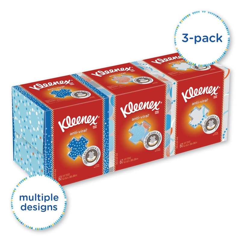 BOUTIQUE ANTI-VIRAL TISSUE, 3-PLY, WHITE, POP-UP BOX, 60/BOX, 3 BOXES/PACK
