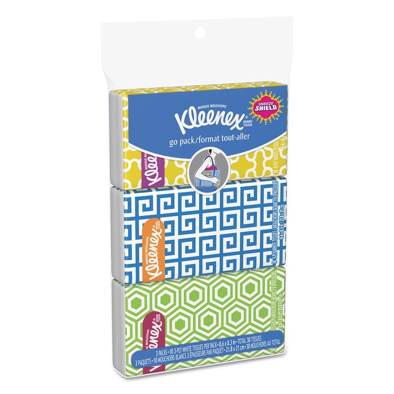 ON THE GO PACKS FACIAL TISSUES, 3-PLY, WHITE, 30 SHEETS/PACK, 36 PACKS/CARTON