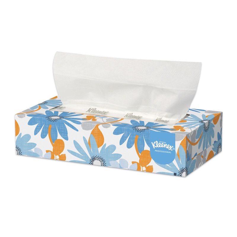 WHITE FACIAL TISSUE, 2-PLY, WHITE, POP-UP BOX, 100 SHEETS/BOX