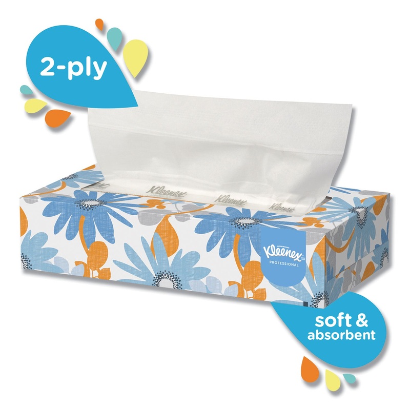 WHITE FACIAL TISSUE, 2-PLY, WHITE, POP-UP BOX, 125 SHEETS/BOX